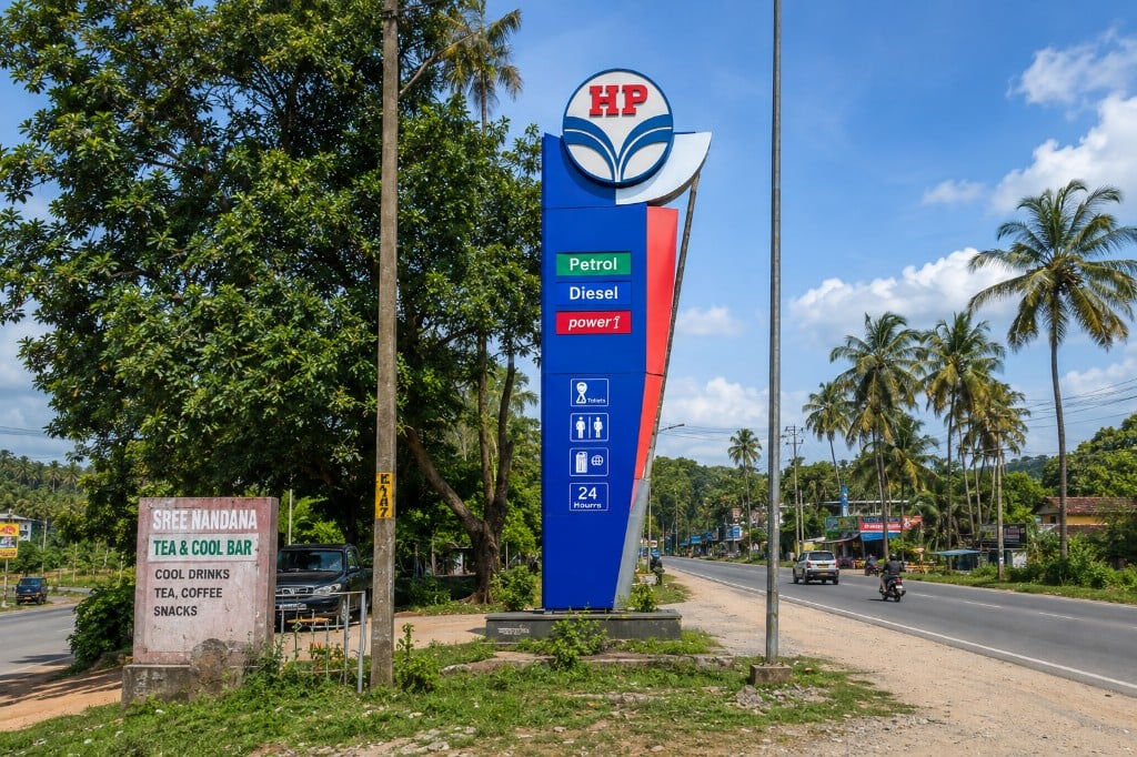 Roadside fuel station signage marking petrol and diesel availability